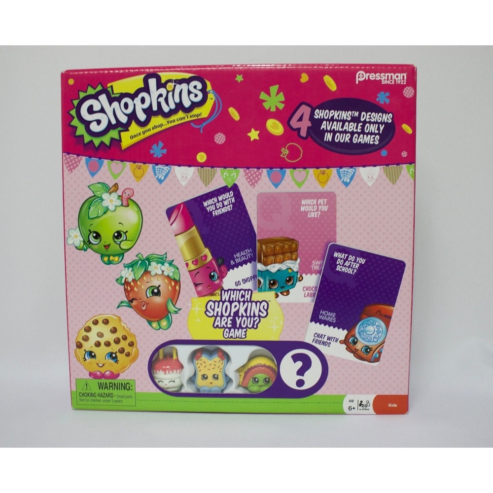 Which Shopkins Are You? Brand New SEALED Board Game Includes 4 Figures